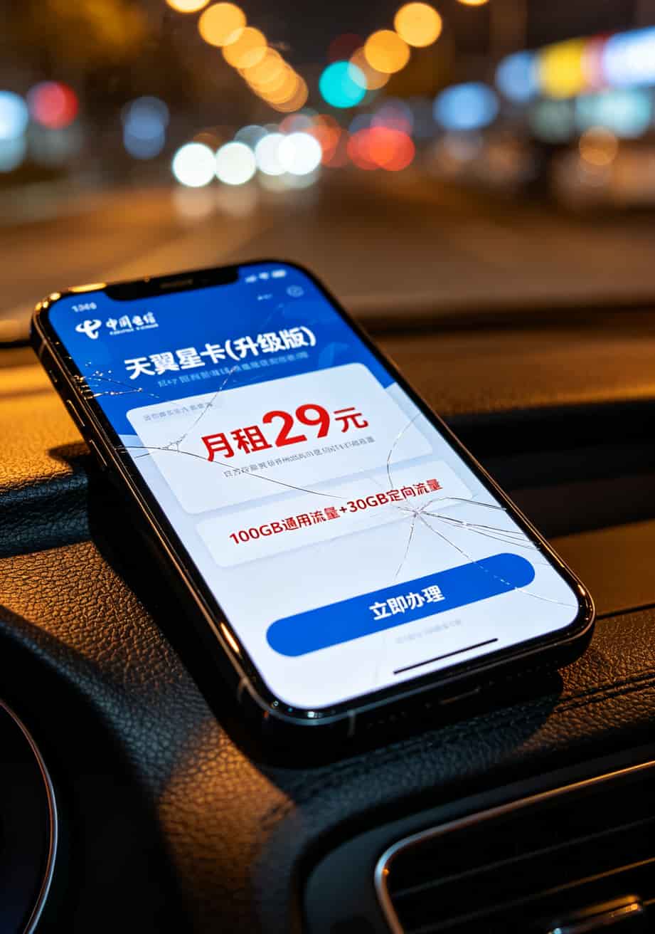办理流量卡划算吗?算完这笔账,我把华为随身WiFi扔进储物箱吃灰了 手机屏幕上显示电信星卡套餐详情,月租29元100GB