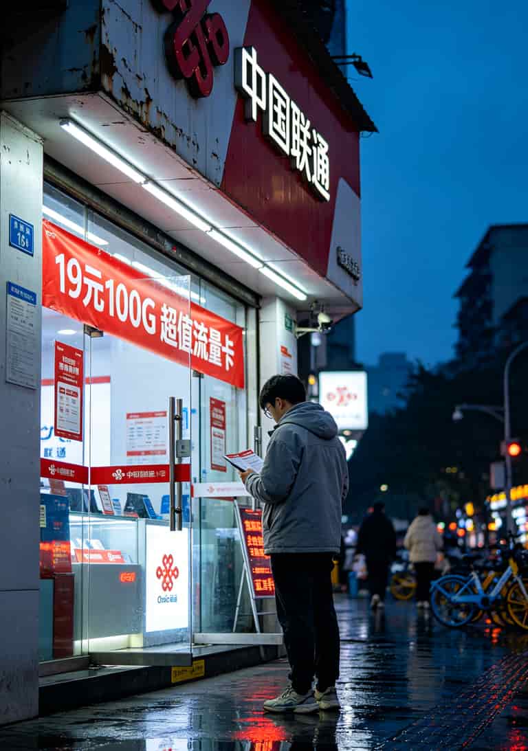 春熙路某运营商代理点门口“19元100G”横幅实拍