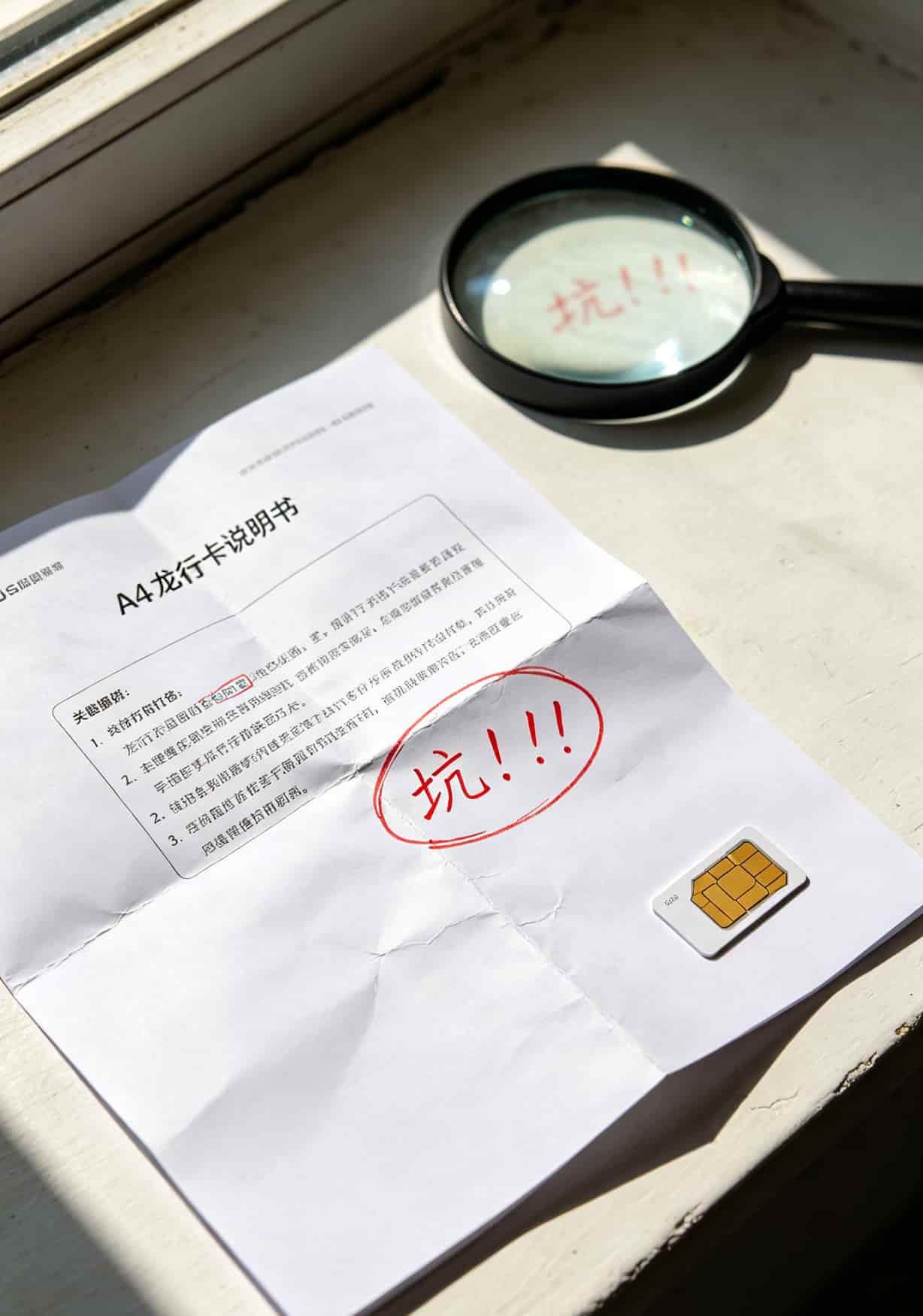 19元流量卡骗了我一年,500g流量卡全国通用流量真的存在吗? 龙行卡说明书,小字部分用红圈标出“首月19次月39”
