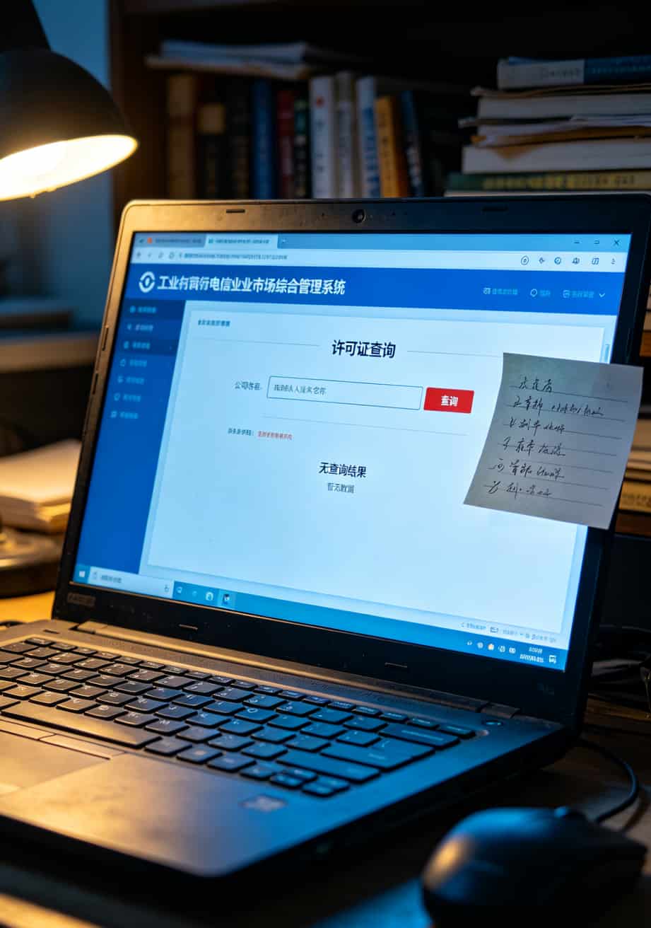 办了这么多流量卡,我彻底懂了:中兴随身WiFi想跑满速,90%靠这张卡 工信部电信业务许可证查询系统界面截图
