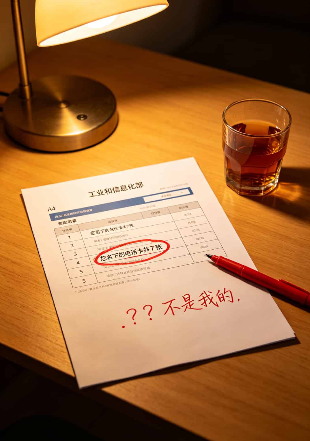 帮别人实名流量卡有风险吗?我闺蜜赔了三万块,你确定还要帮? 一张纸上面写着“名下电话卡查询结果”,多张非本人卡片