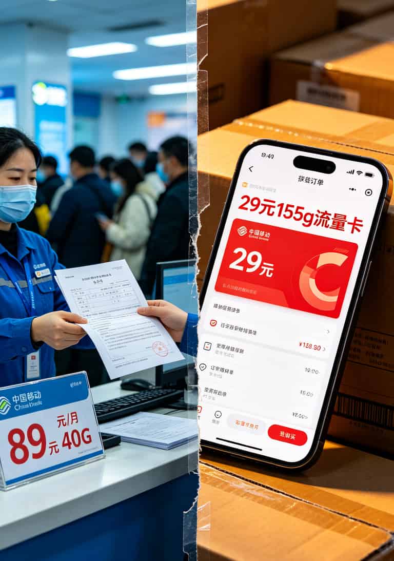 29元155g流量卡到底值不值?我卖了8年卡,跟你说点真话 营业厅套餐与网上套餐价格对比图