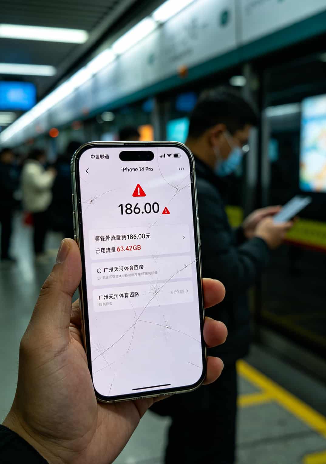 华为5G随身WiFi流量卡怎么选?我试了5张卡发现9元流量套餐卡最香,月均30块 手机话费账单截图,显示超出流量扣费186元