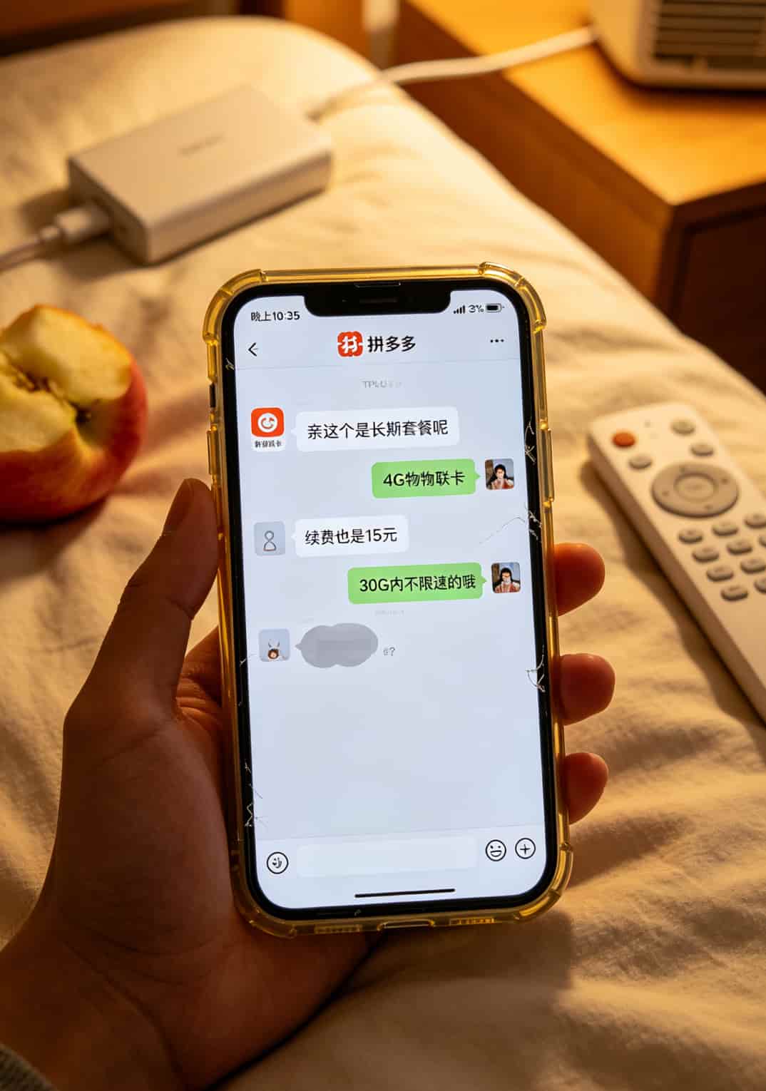 15元流量卡配二手华为随身WiFi,月省80%网费的野路子(销售老张三年实录) 拼多多商家聊天记录,客服明确回复“续费同价、不限速”