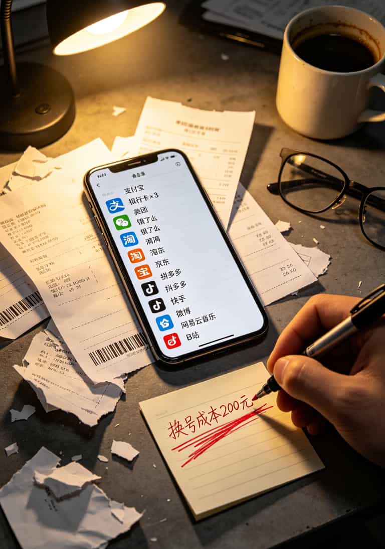 19块钱一个月的流量卡,敢买吗?我替你踩过那坑了 手机号绑定的App清单截图