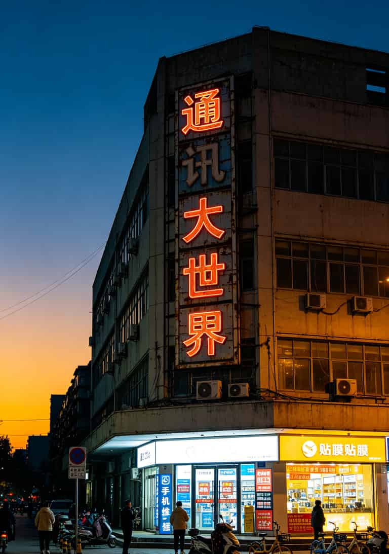 踩坑6千块才搞明白:便宜的流量卡移动套餐,到底哪家是真的?(答案在开头) 郑州通讯大世界外景,傍晚时分灯光亮起