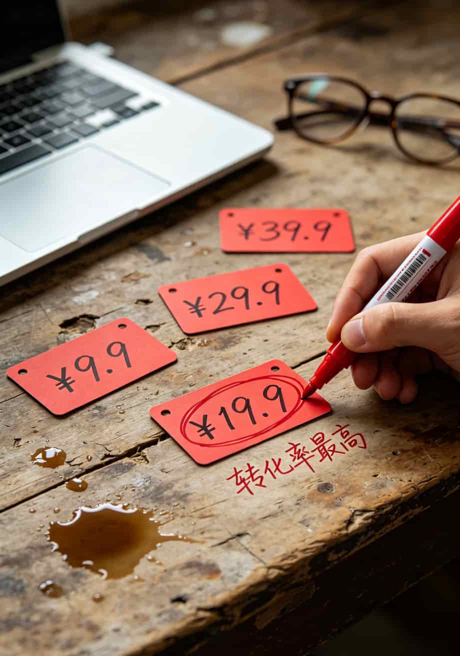 19块钱200G的“宝卡全国定向流量”,我办了三个月就销号了 几个价格标签的对比图,9.9/19.9/29.9/39.9,19.9被红色圈出