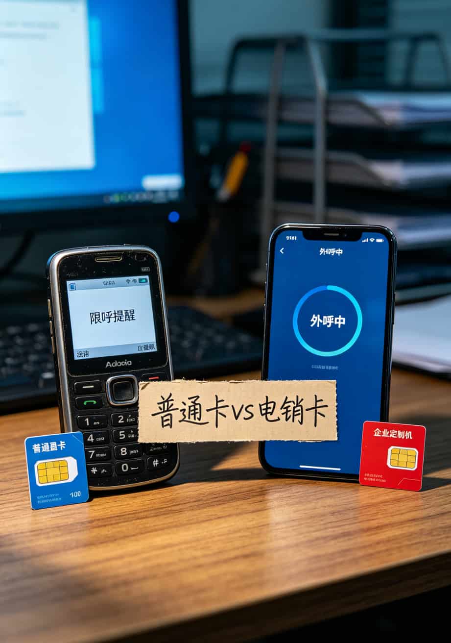 搜“19电信流量卡办理”上当三次后,我总结出这套电销卡防坑手册 普通手机卡和电销卡封号机制对比示意图
