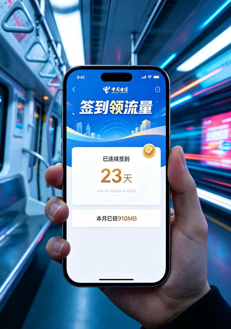 2元100g流量卡是真的吗?我测了8张卡,告诉你真相 电信APP签到页面截图,显示已连续签到23天