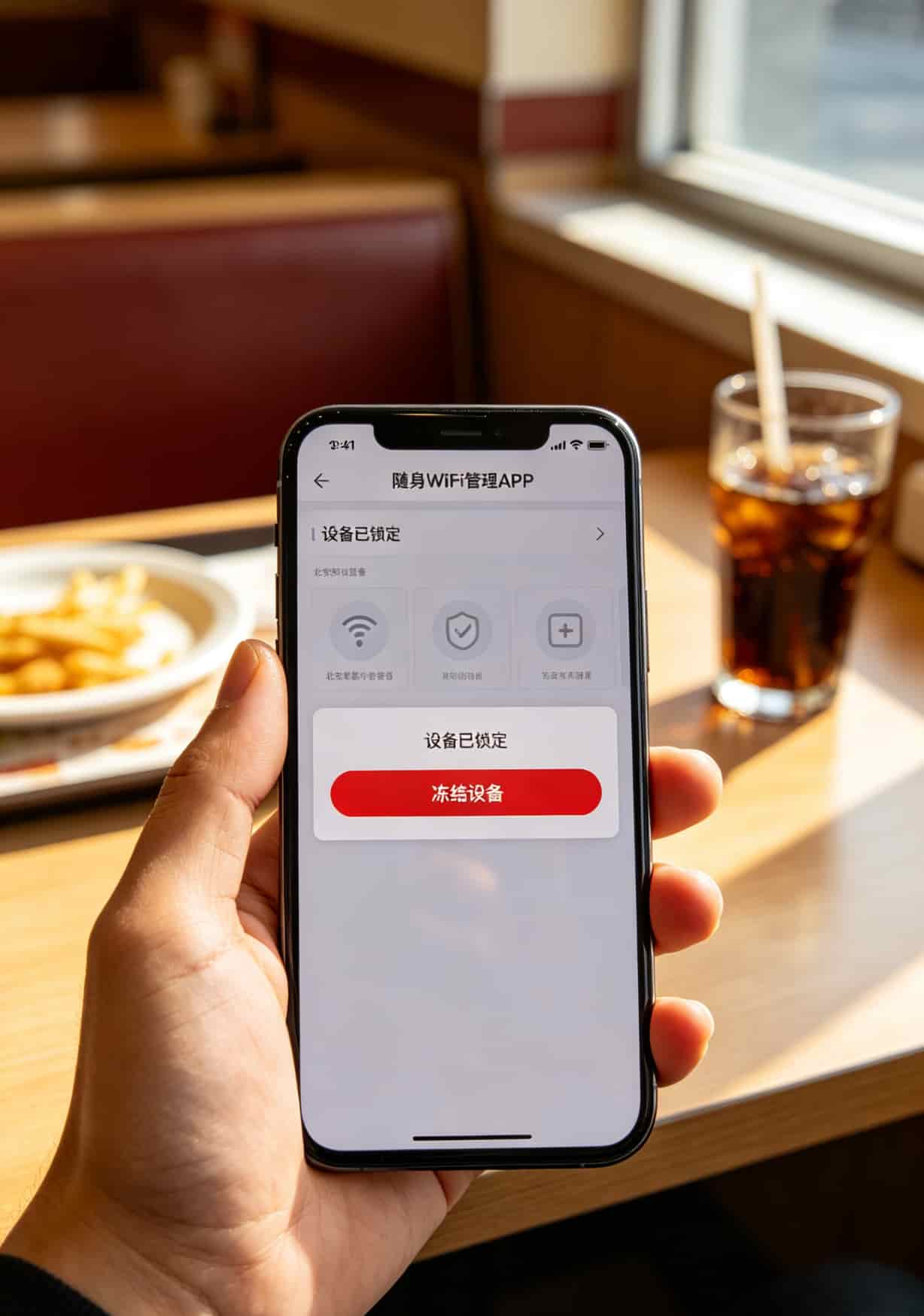 随身WiFi踩坑三年才搞懂:畅视流量卡这么买,每月省下一半钱 手机APP远程锁机功能界面截图,显示设备已被冻结