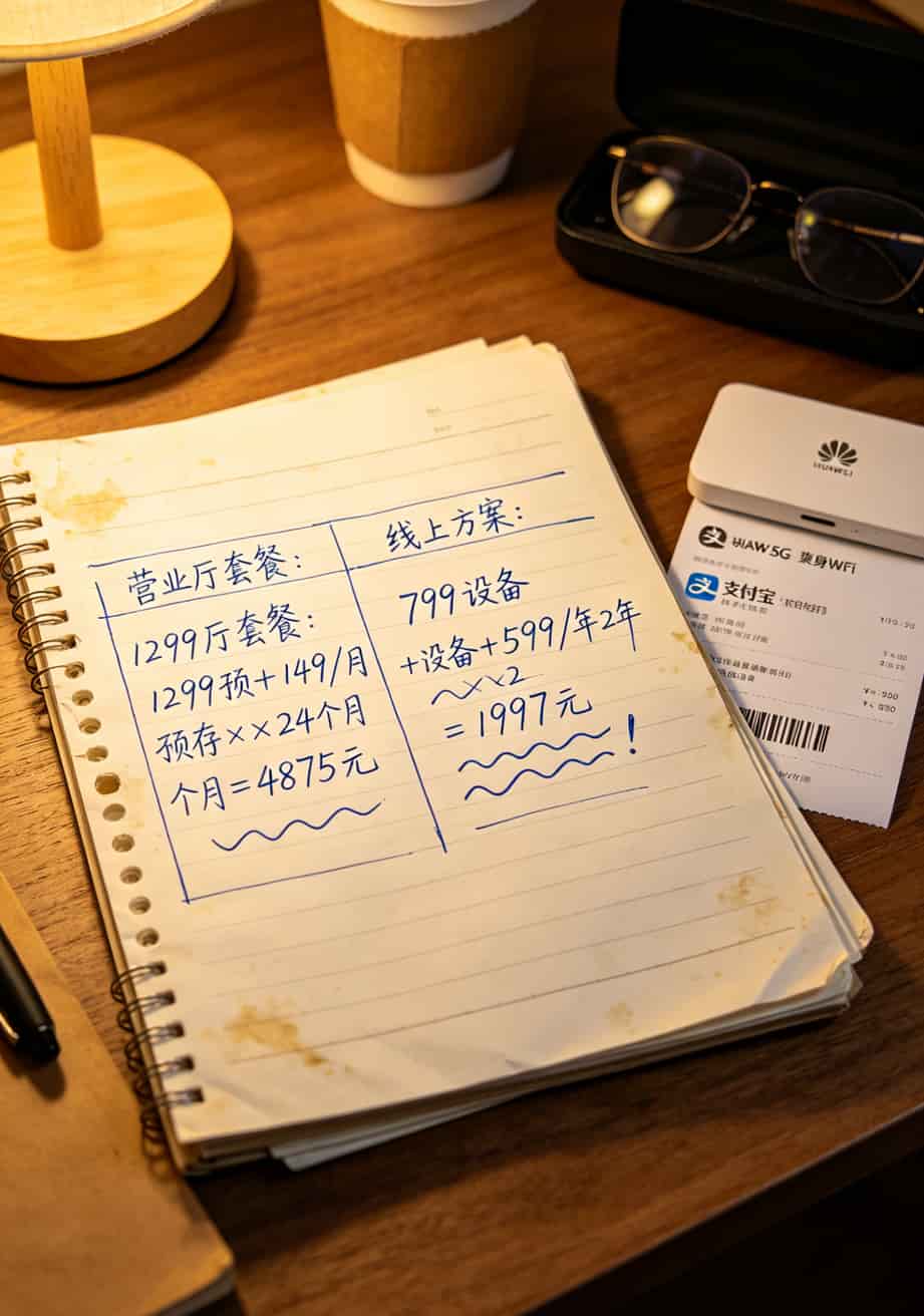 三年换了四张“打开流量卡”,华为随身WiFi到底是不是智商税?答案戳这里 三年费用构成圆饼图,显示设备和流量卡占比