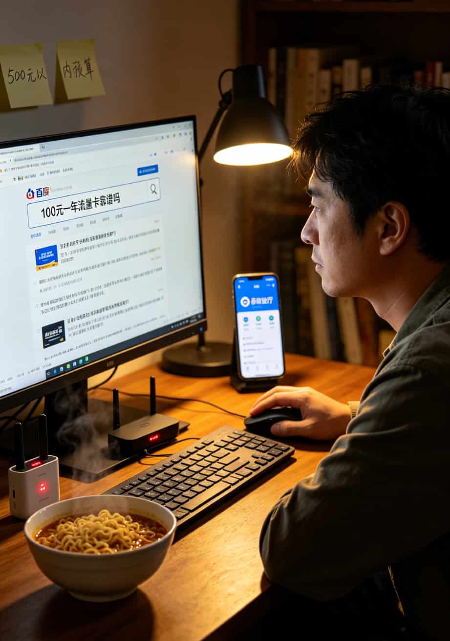 电脑前有人在搜索随身WiFi相关问题的场景