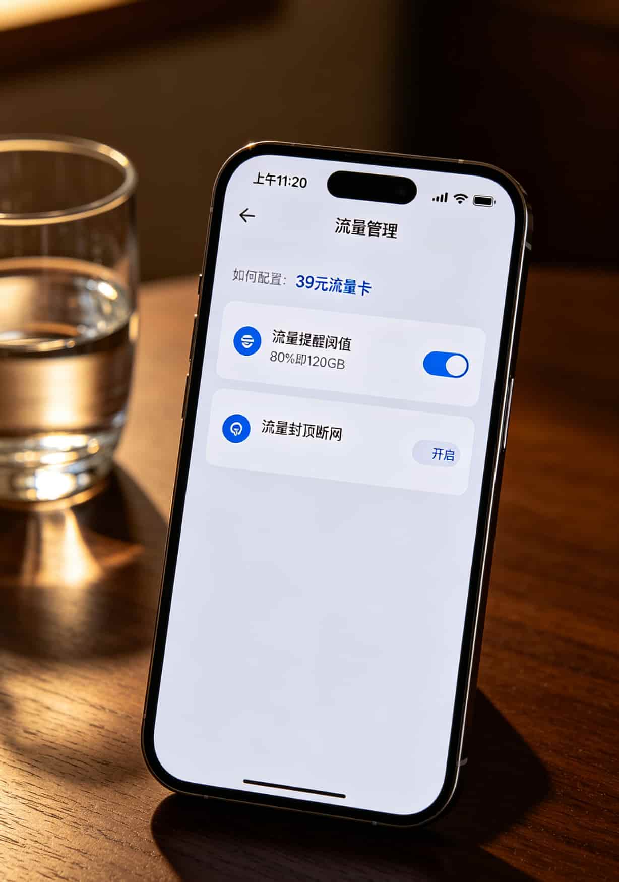 39元流量卡到底值不值?我折腾了半年,把实话全撂这儿了 运营商App设置流量提醒和断网功能的操作界面截图