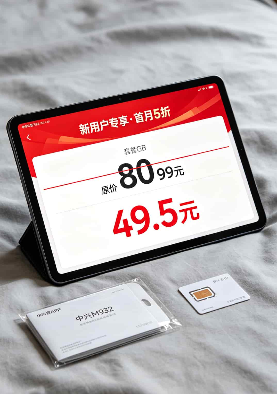 中兴官方APP充值页面，显示首月五折优惠