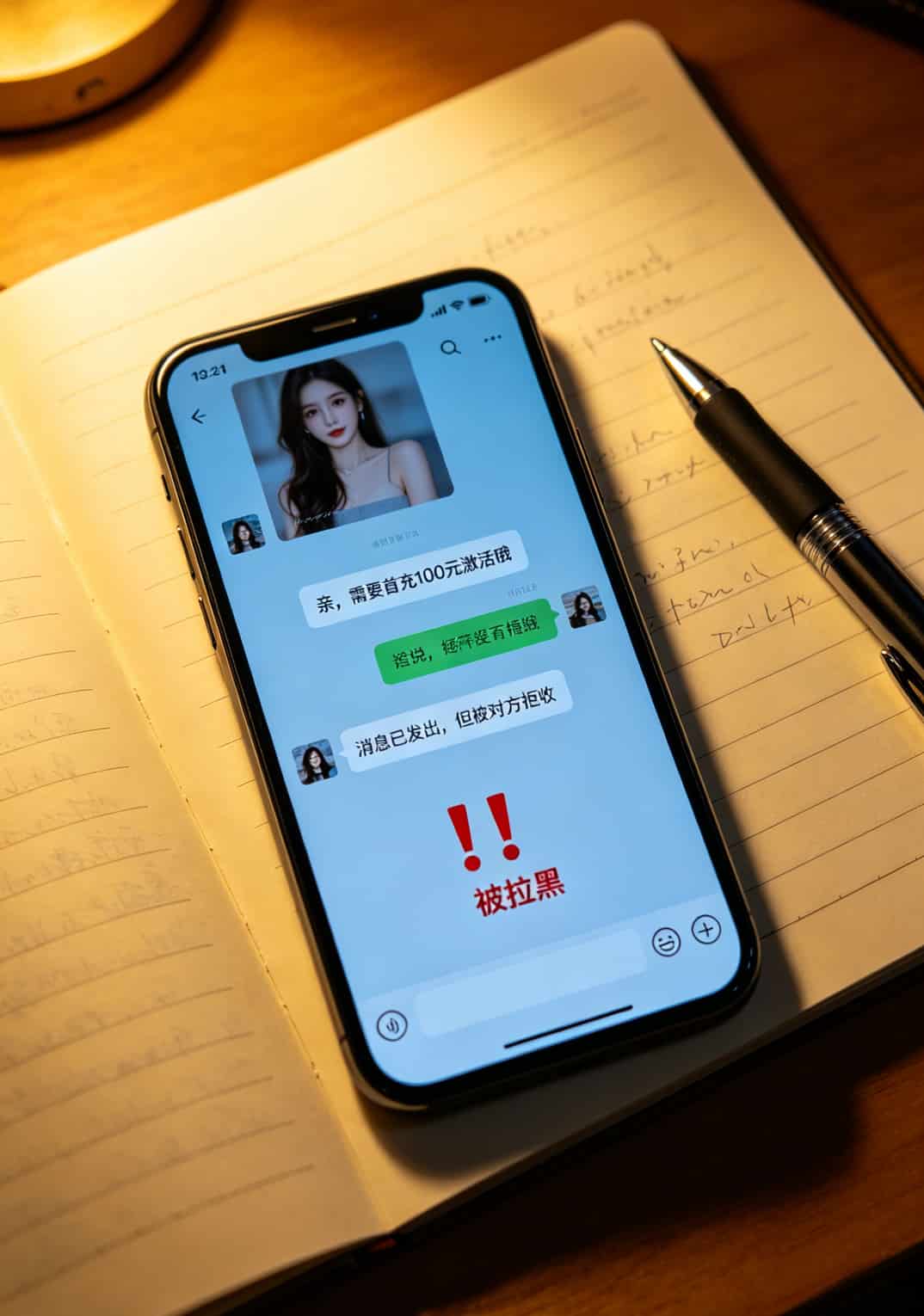 2元100g流量卡是真的吗?我测了8张卡,告诉你真相 微信聊天记录截图,卖家要求“首充100元激活”,后续失联