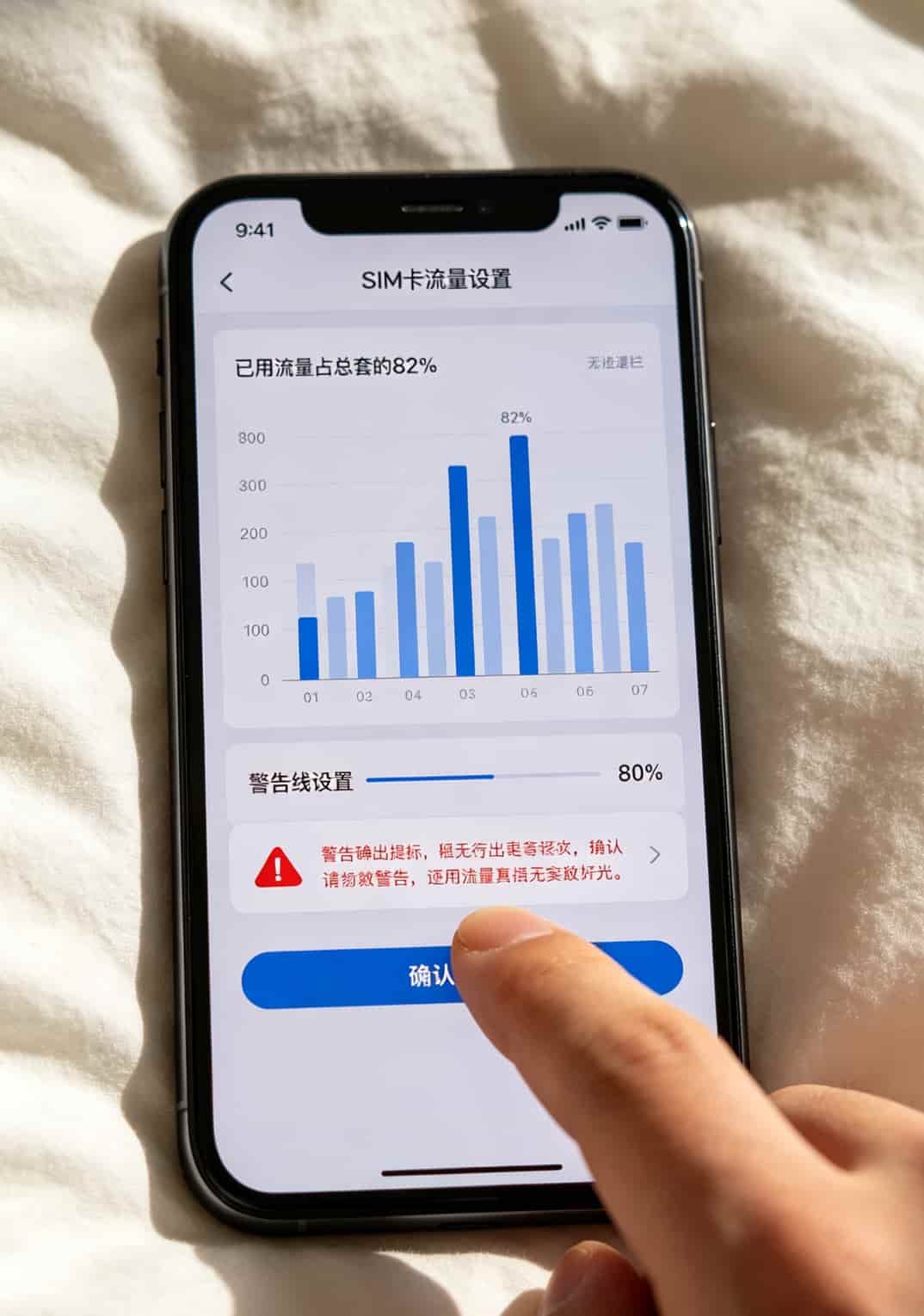 161号段流量卡可信吗是真的吗?我买了6张废了4张,告诉你该不该买 手机截图显示设置流量预警的界面,80%警告线