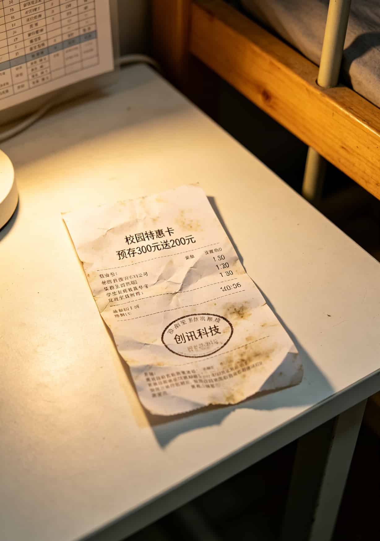 华为随身WiFi流量卡踩坑三次后,我整理出这张超优惠流量卡避坑清单 一张模糊的收据照片,上面写着“校园特惠卡充值300元”,公司名称看不清