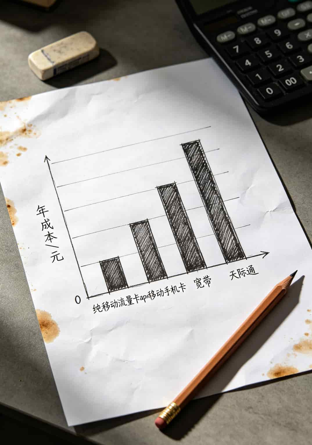 纯移动流量卡APN填不对?华为随身WiFi白买了!我折腾一礼拜就学会这一招 四种上网方案年成本对比柱状图