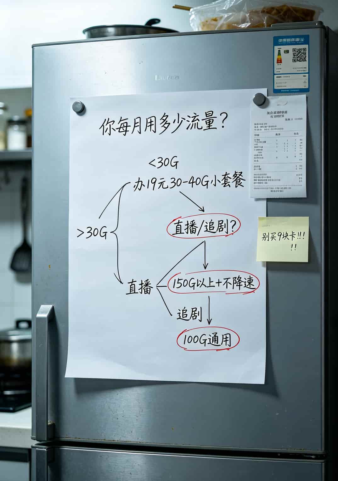 办什么卡便宜流量多?29元100G才是正常价,低于这个数我劝你别碰 流量卡选购决策树,从月用量、使用场景、信号偏好三个维度引导选择