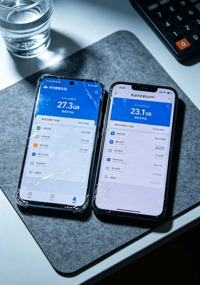 智慧生活APP流量统计和测速截图对比
