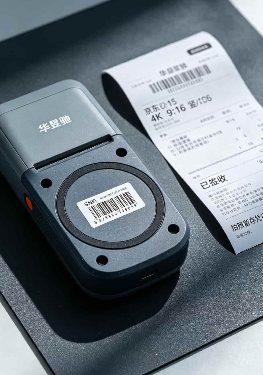 踩坑488块后,我发现这种不要月费的流量卡才是最省钱的(附实测对比) 设备底部SN码标签特写,旁边放着一张购买订单截图