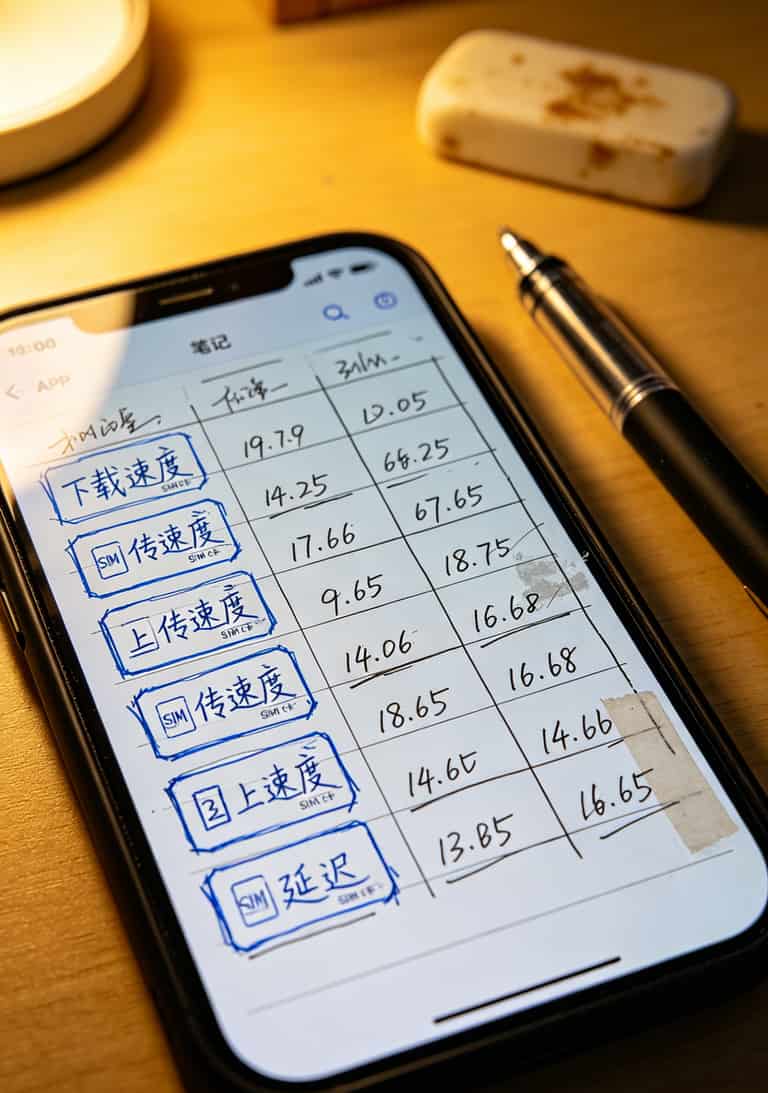 一张8元移动月租流量卡,让我的华为随身WiFi从龟速变高铁 网速测试结果对比表格,五张卡数据一目了然