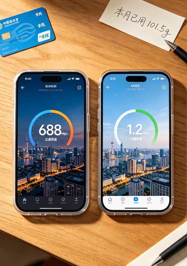 155g流量卡到底坑在哪?我亏了1200块换来的随身WiFi实战手册 Speedtest测速结果对比,左侧688Mbps右侧1.2Mbps