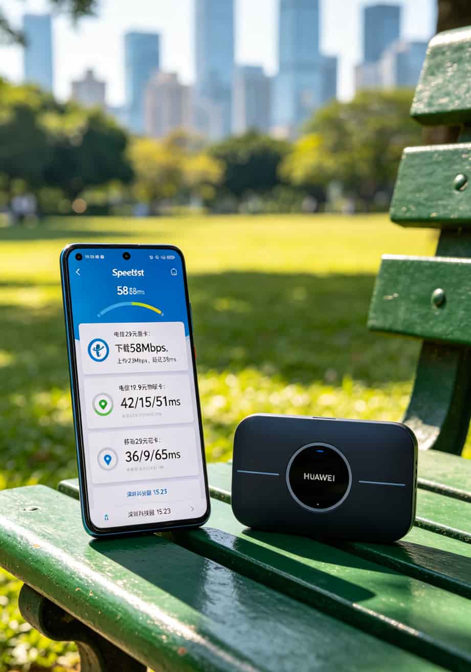 华为USB随身WiFi用电信比较便宜的流量卡3年实测:省了1800块,值得买吗? 三款流量卡Speedtest测速结果截图对比