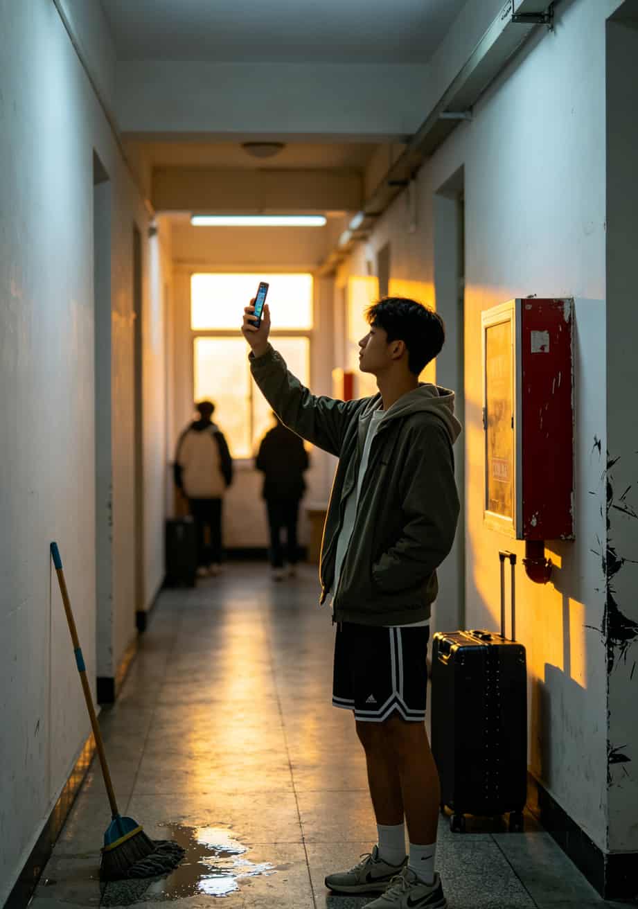 四年踩坑无数,终于找到一张靠谱的“可选归属地流量卡”(学生党必看) 学生伸出手,在不同位置测试手机信号强度