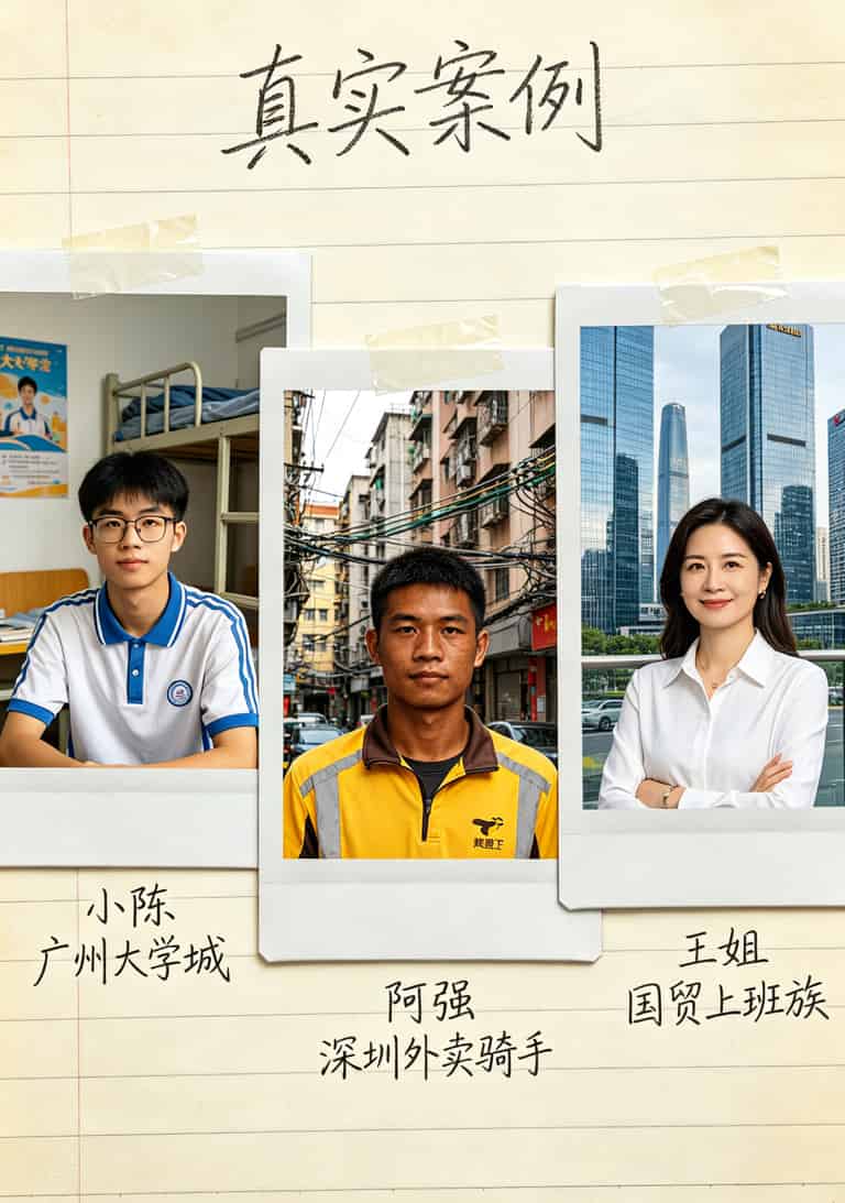 15元移动流量无线卡值不值?我自己折腾两年,答案是:值,但得会挑 三个漫画风格头像,分别标注“学生小陈”“骑手阿强”“上班族王姐”