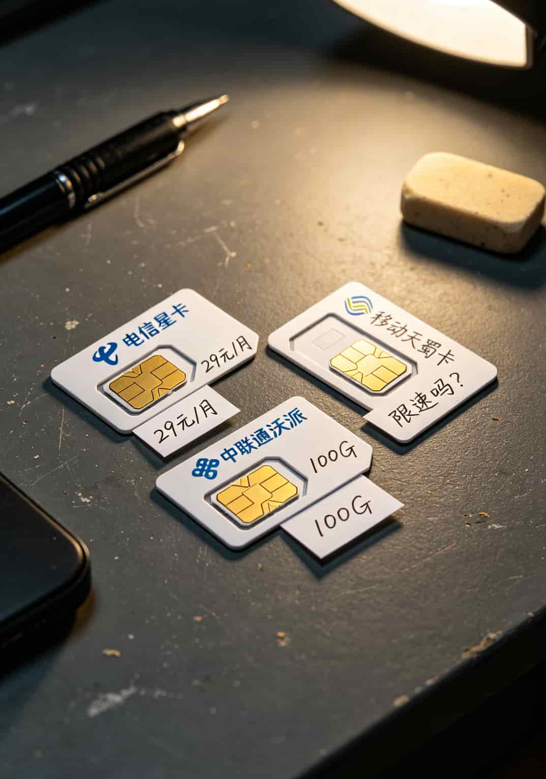 华为随身WiFi配上29一月100g流量卡,电脑上网到底能不能打?我用了半年说实话 不同运营商流量卡摆在一起对比,突出29一月100g流量卡