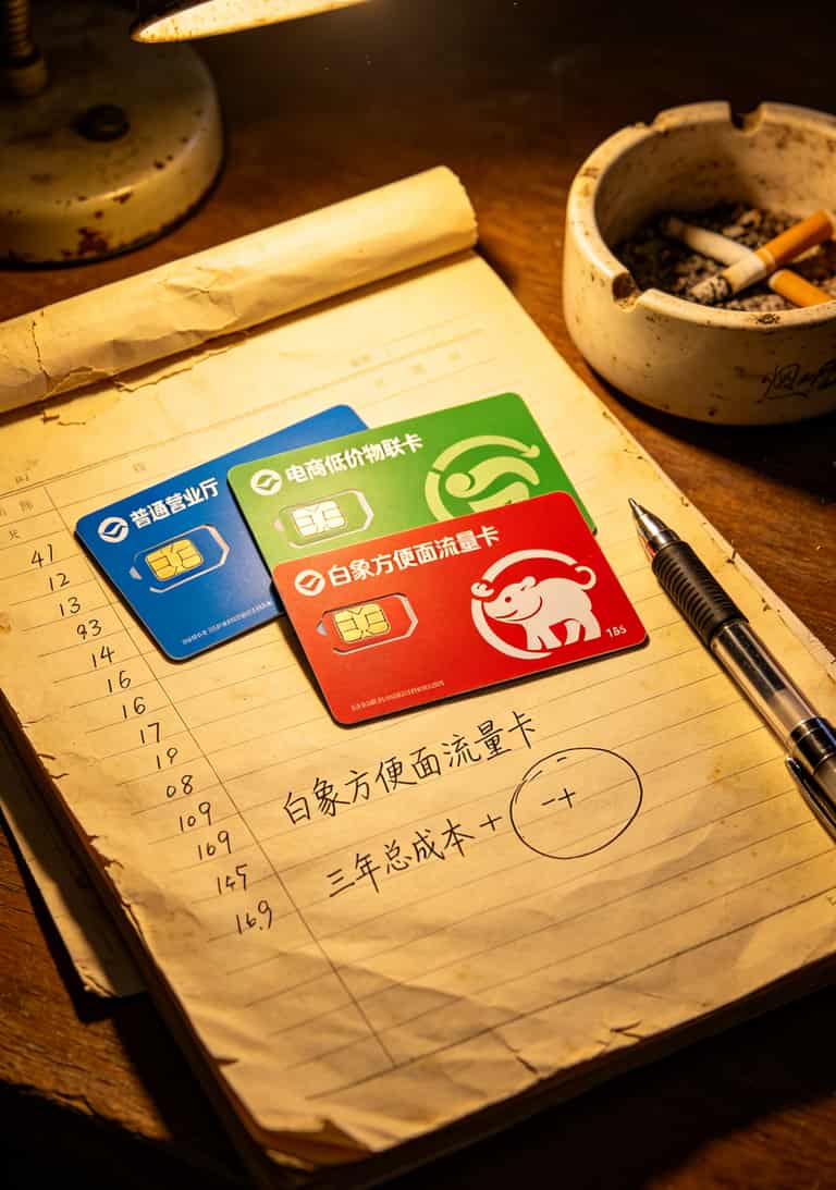 华为随身WiFi电源灯一直闪?我跑网约车试了5张卡,就白象方便面流量卡治好了 流量卡常见套路避坑指南信息图
