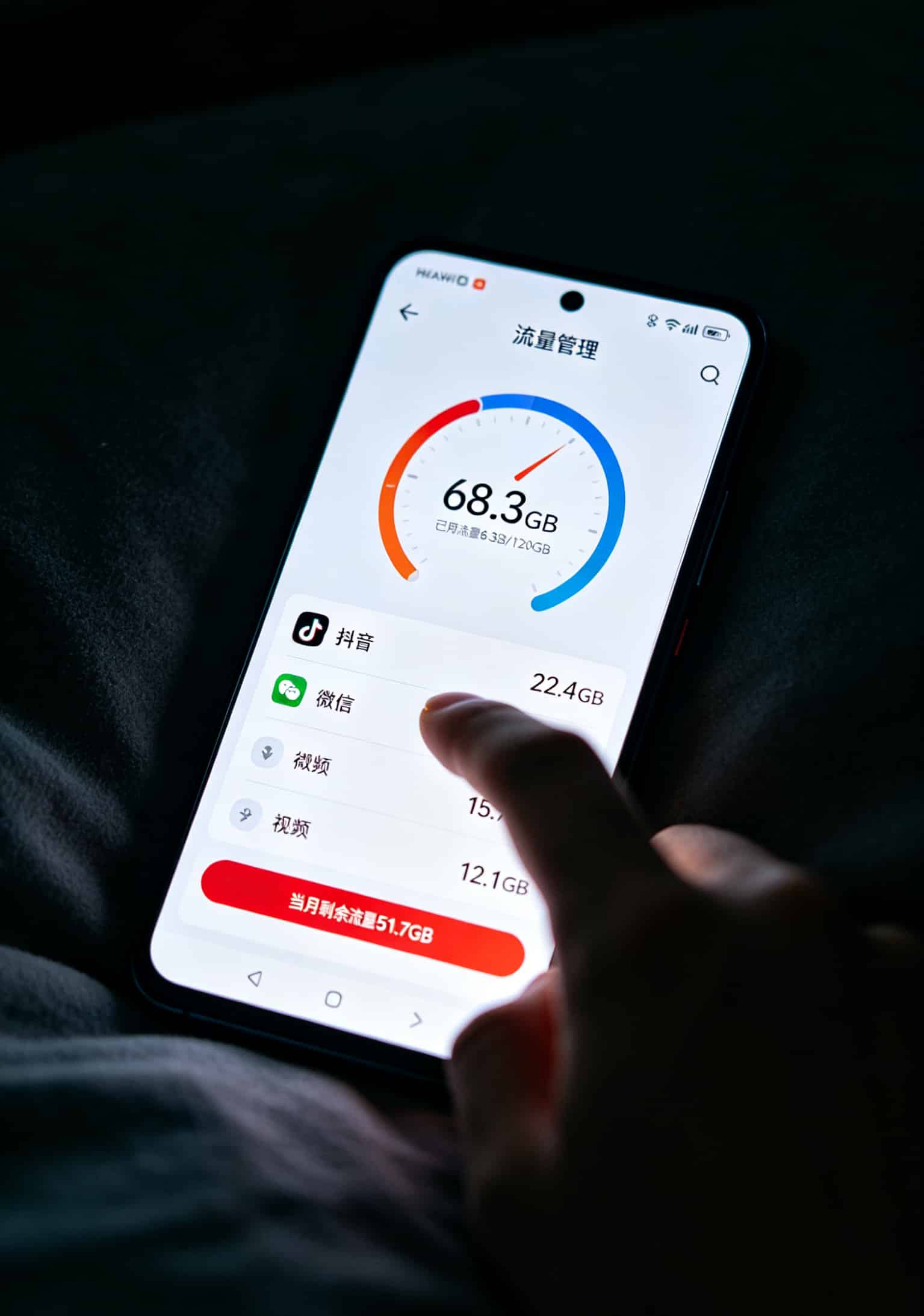 流量卡不限速不限量?别做梦了——我华为随身WiFi插了12张卡后的血泪史 华为智慧生活APP内流量套餐管理界面截图