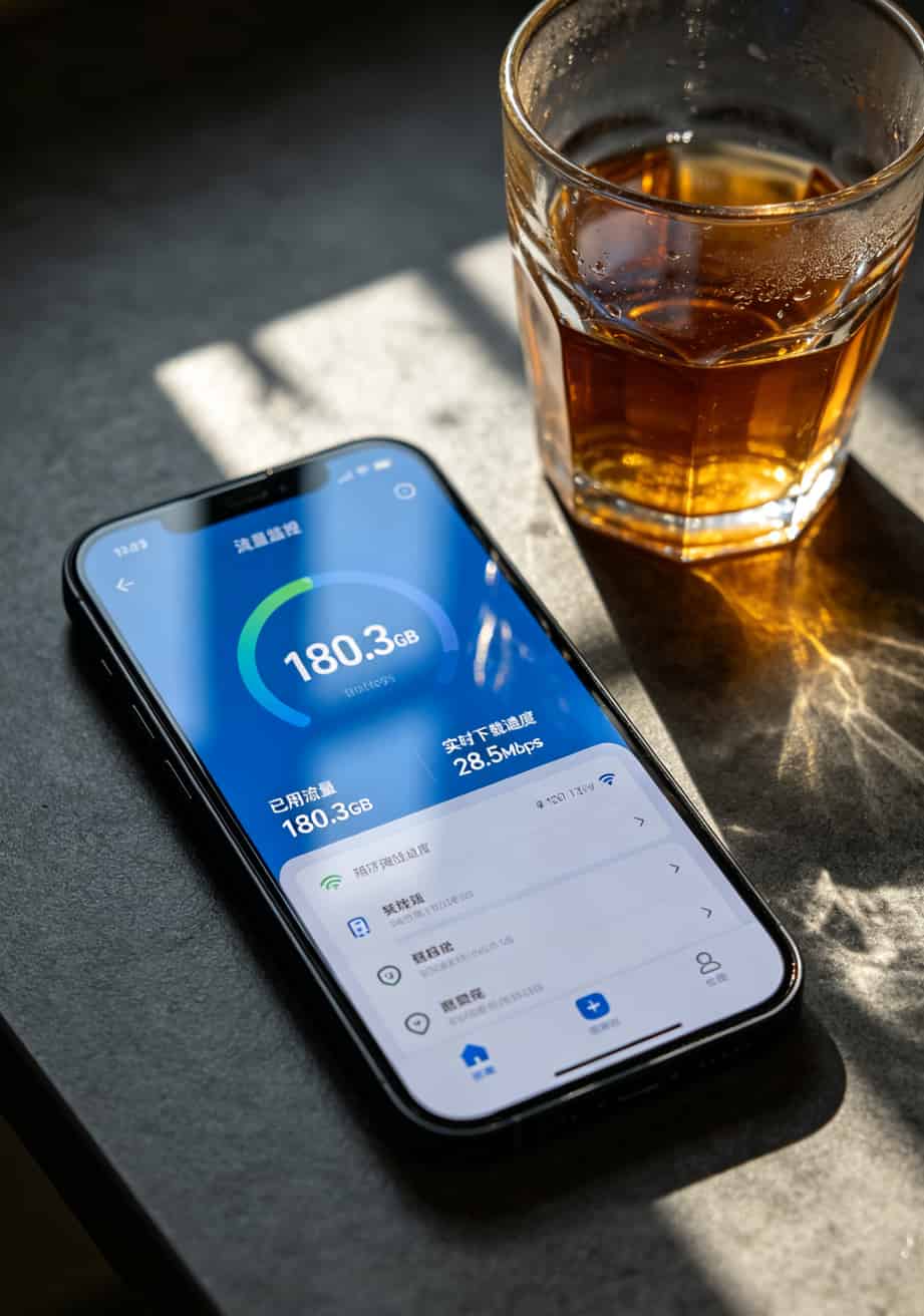 华县买随身WiFi水太深!那个230g流量卡我劝你多看两眼 流量监控软件截图,显示已使用180G仍保持高速