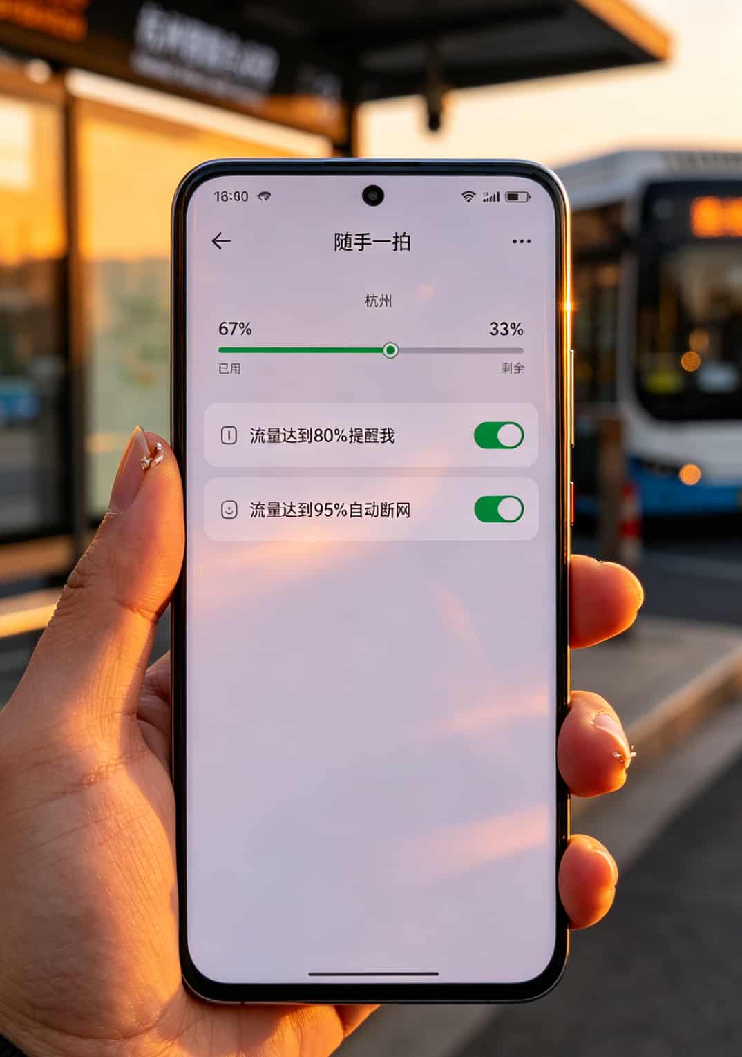华为5G随身WiFi配sim卡和流量卡,我换了7张卡的血泪总结 华为智慧生活APP流量管理界面,显示80%和95%提醒设置