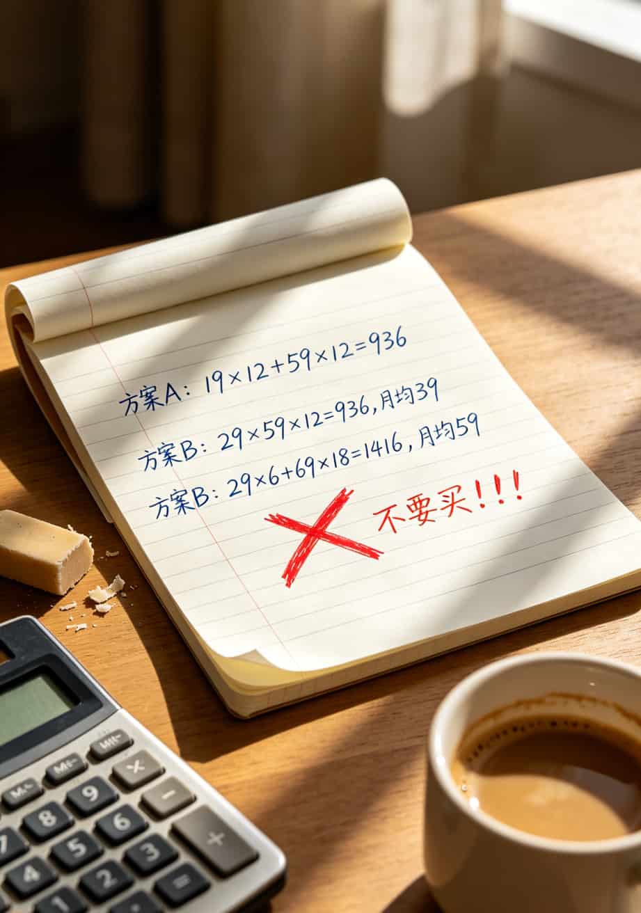 华为5G随身WiFi配上500g大流量卡,真能省出一个月的烟钱?我折腾三年告诉你答案 两年期流量卡费用对比计算表示例
