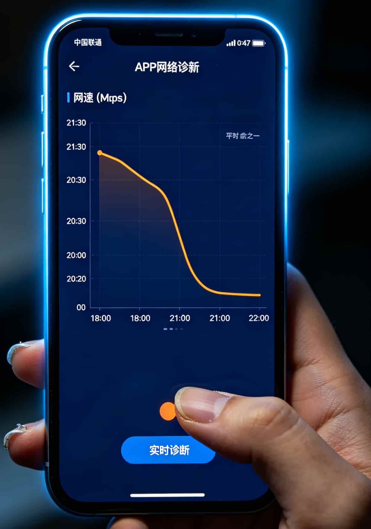 华为5G随身WiFi配sim卡和流量卡,我换了7张卡的血泪总结 联通4G/5G信号对比截图,显示晚上高峰时段网速下降的实测数据