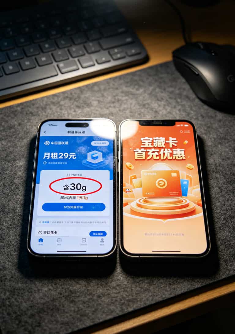 跑了半个月实测:中兴随身WiFi配上“超出流量1元1g的流量卡”,到底值不值? 联通沃派套餐与移动花卡资费对比截图