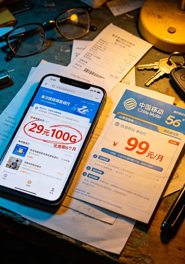 线上流量卡与线下营业厅套餐对比图