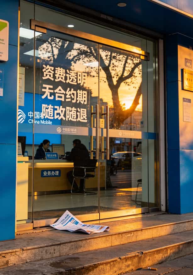 19元流量卡是正规卡吗?我办了7张卡的血泪史:8元保号+流量包才是最稳的 外卖骑手在路边看手机,手机壳破旧,屏幕上显示话费余额不足提醒