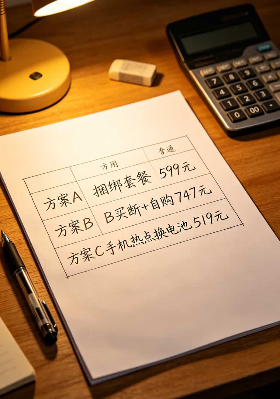 5g流量卡套餐没选对,随身WiFi就是电子垃圾(老赵实测半年) 三种方案年度花费对比表格