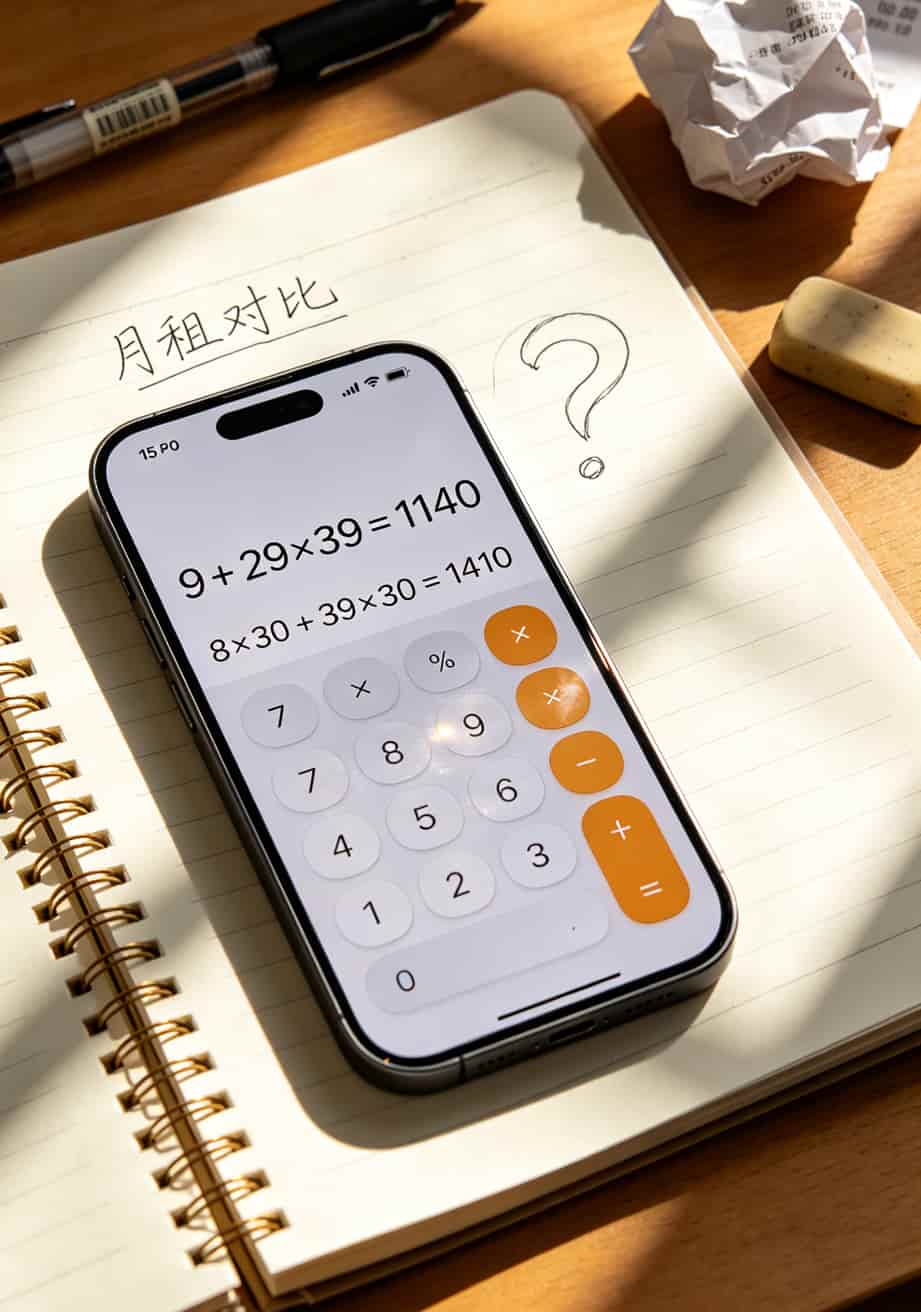 9元1500g流量卡是真的吗?我办了两次才弄明白,第二个月就开始肉疼了 手机计算器界面显示1140和1410两组数字对比