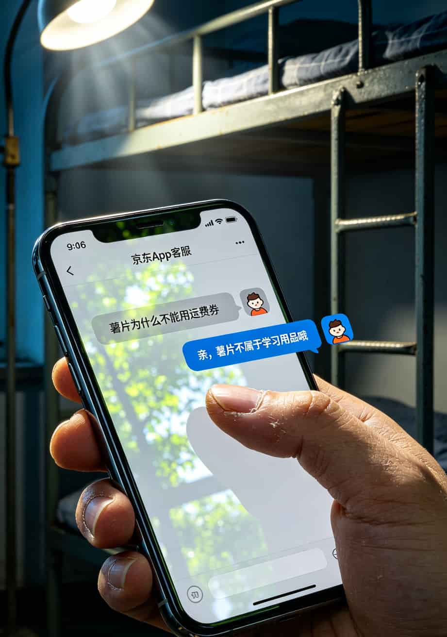 京东校园卡到底值不值?先搞清v粉卡有多少流量,我交了三千块学费 京东客服聊天记录,客服回复薯片不属于学习用品