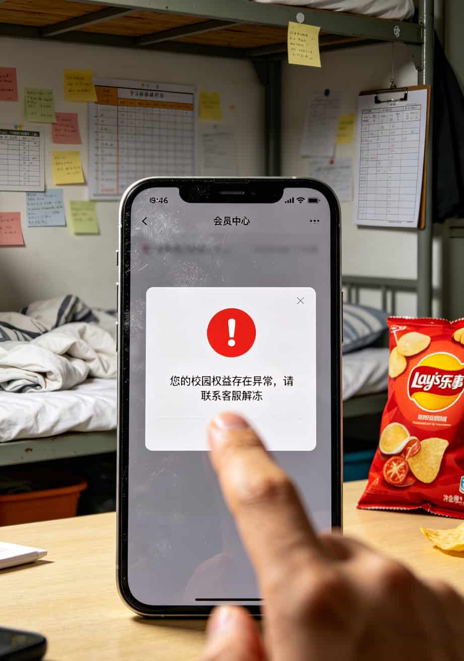 京东校园卡到底值不值?先搞清v粉卡有多少流量,我交了三千块学费 京东运费券违规使用提醒页面,显示校园权益已被冻结