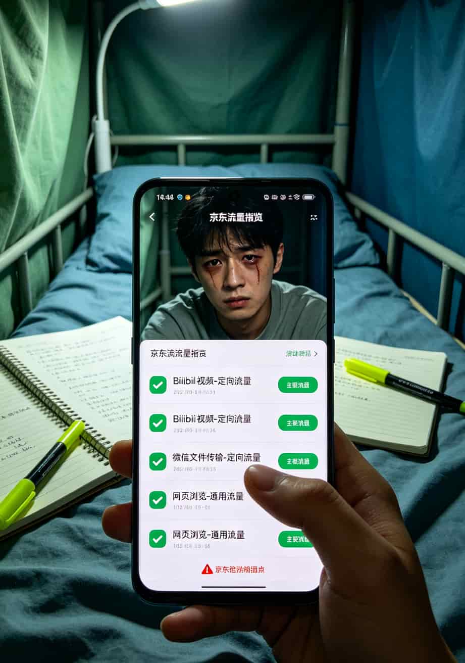 京东校园卡到底值不值?先搞清v粉卡有多少流量,我交了三千块学费 京东流量明细页面,显示B站使用记录被标记为定向流量