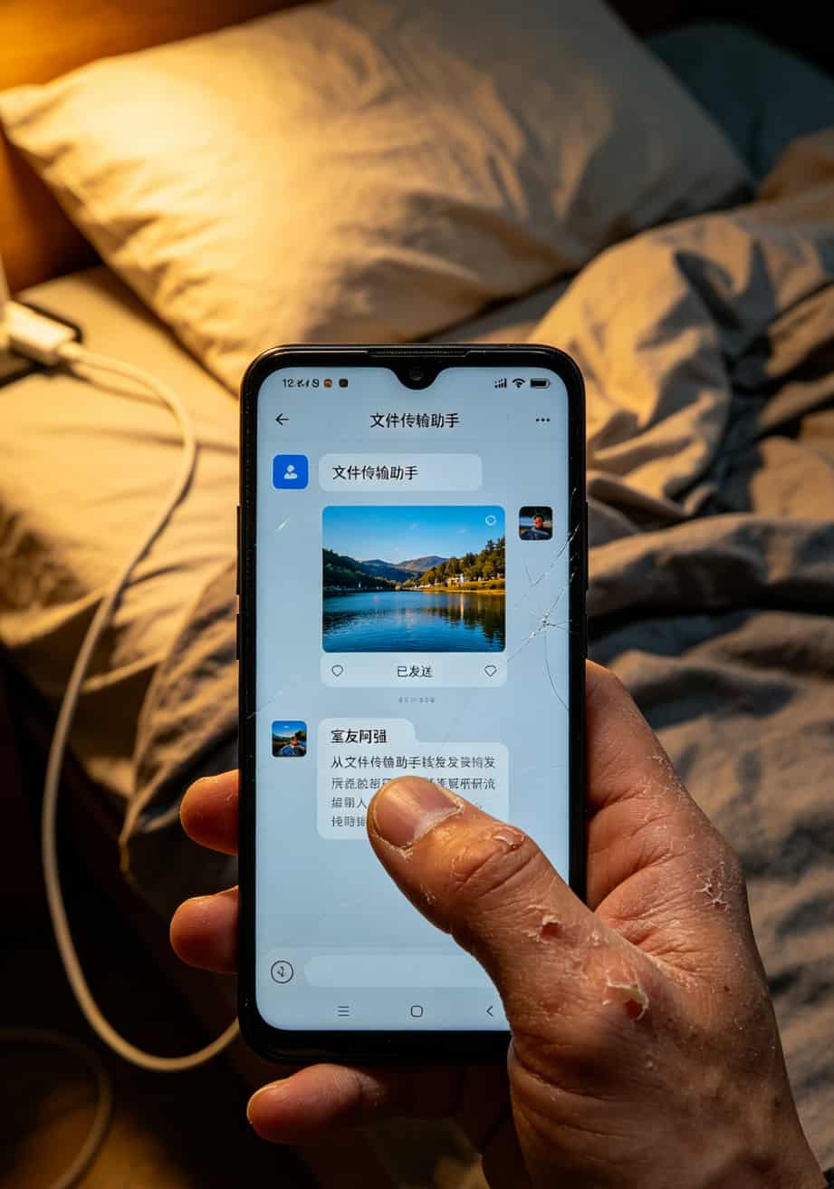 京东校园卡到底值不值?先搞清v粉卡有多少流量,我交了三千块学费 微信聊天界面,显示从文件传输助手转发照片给好友的操作