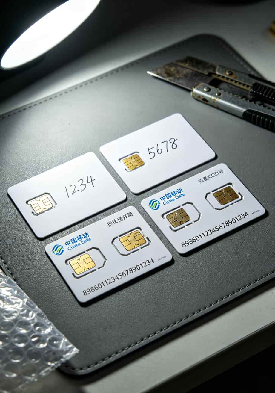 19元流量卡无限?我白扔了三百多块才搞明白真相 物联网卡与正规手机SIM卡实物对比,正面反面展示