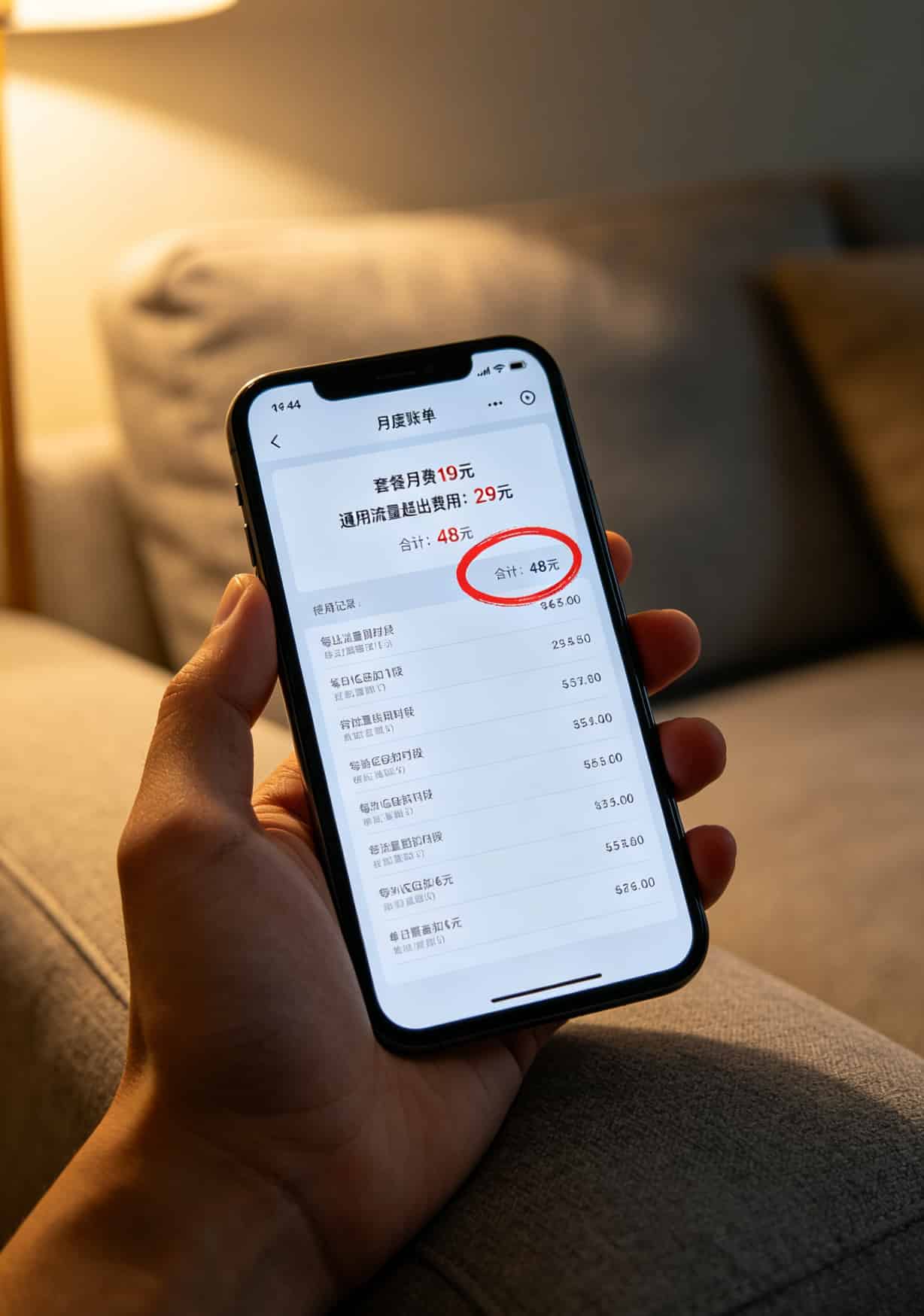 笔记本能插流量卡吗?我蹲了三天数码城,这些大实话帮你省下800块冤枉钱 手机账单截图,19元套餐实际扣费48元明细