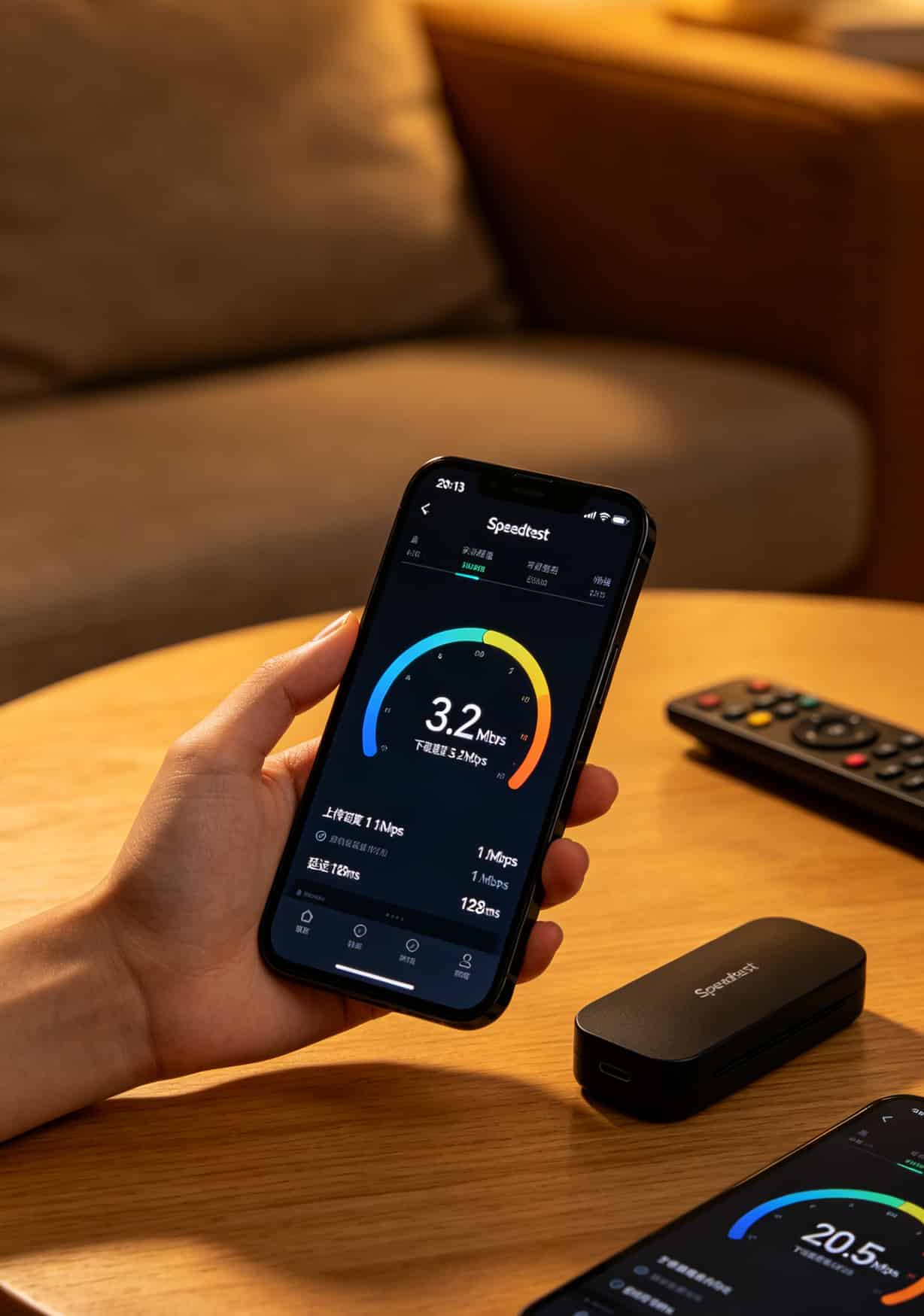 手机测速截图显示网速从20Mbps掉到3Mbps
