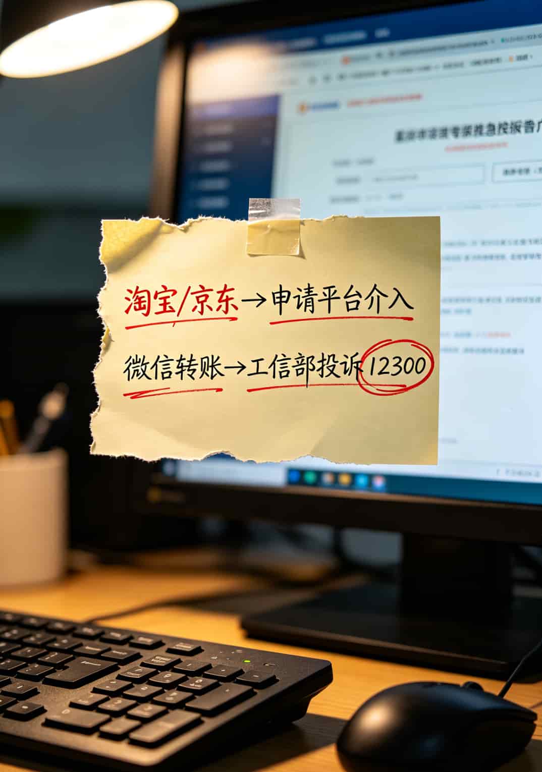 华为随身WiFi哪种流量卡最配?大流量卡全国通用流量我替你踩了6次坑 被骗后维权流程示意图,标注平台介入和工信部投诉两个渠道